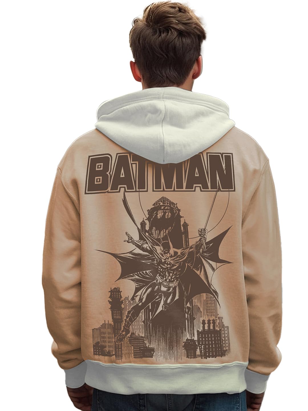 Bewakoof Heavy Duty 1.0 Official DC Merchandise Batman Mens Graphic Print Oversized Fit Full Sleeve Hooded Fleece Hoodies_65259