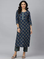 Anni Designer Women'S Cotton Blend Printed Straight Kurta With Pant (Toni Bill Nw)