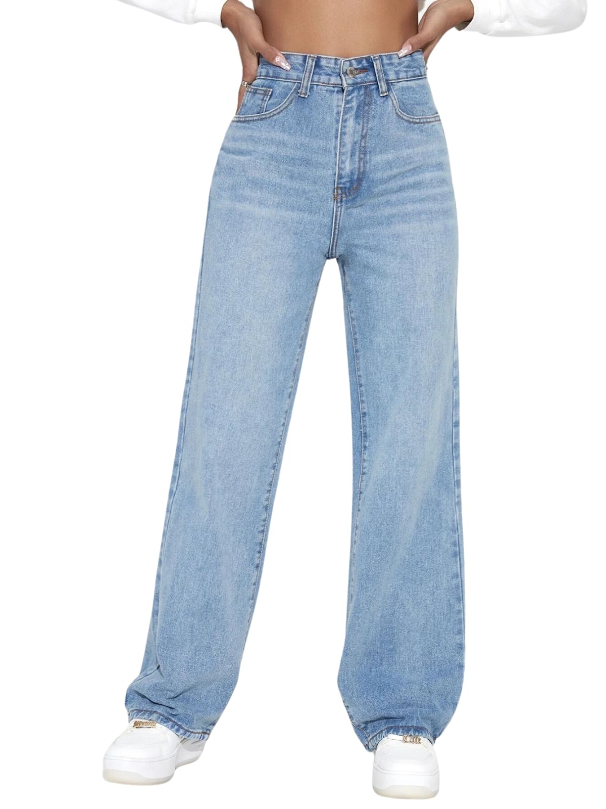 GRECIILOOKS Women Denim Modern Regular Fit Jeans (Sky, 32)