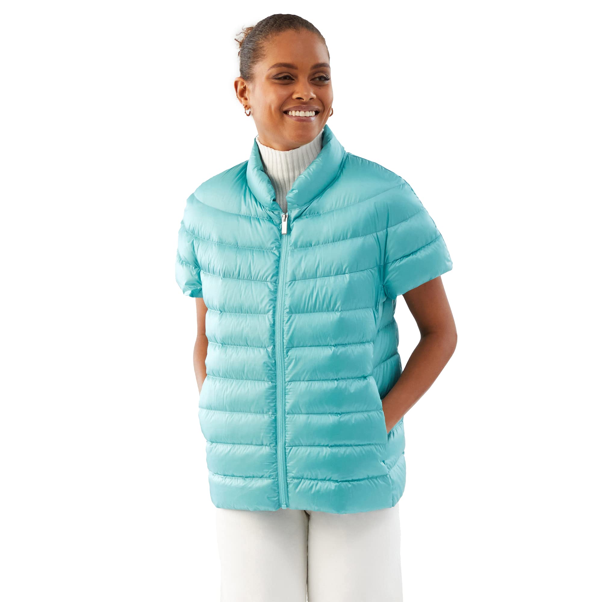MARTHA STEWART Women   s Puffer Vest, Lightweight Water-Resistant Down Vest, Women   s Outerwear Vests