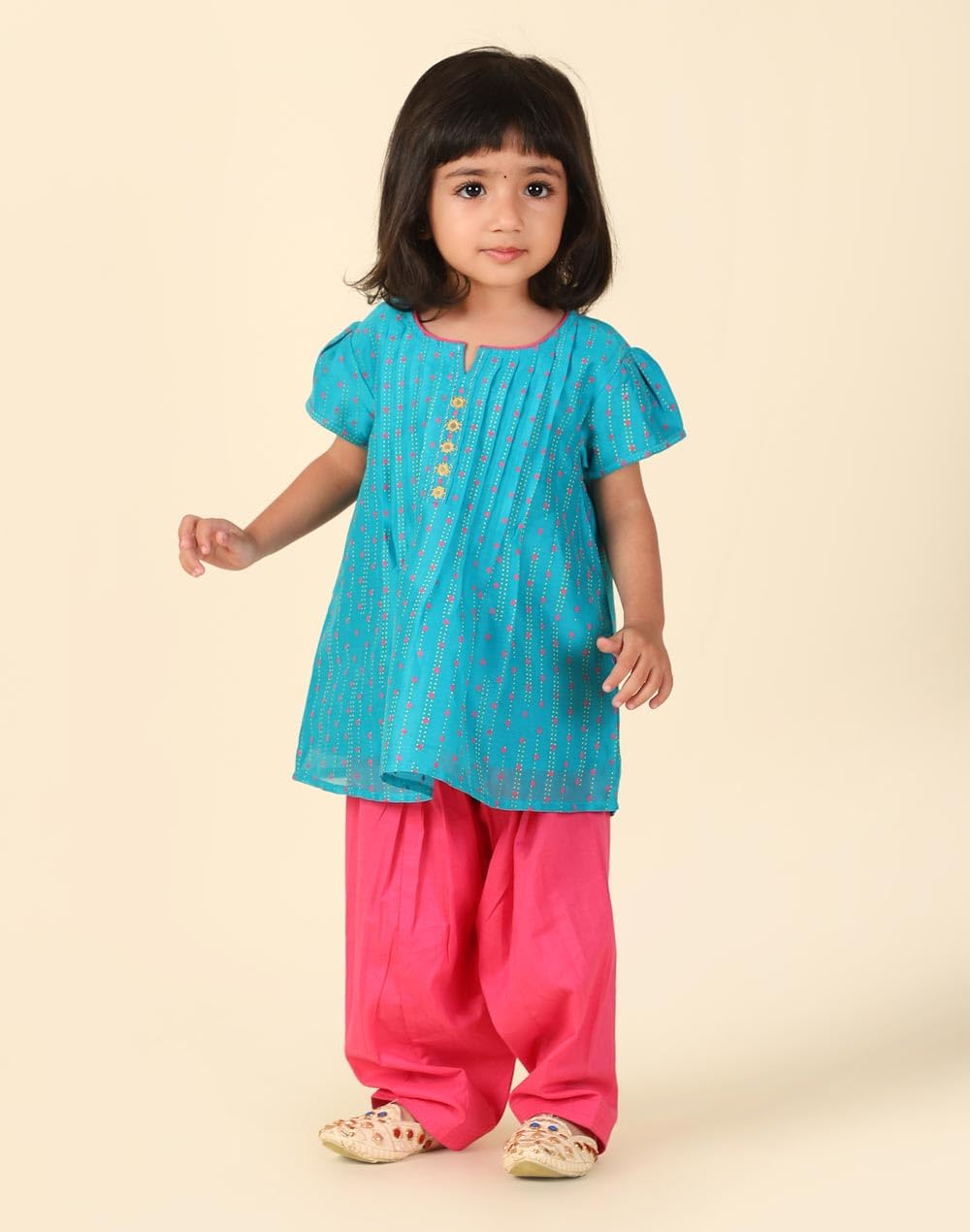 Fabindia Blue Cotton Silk Printed Salwar Set