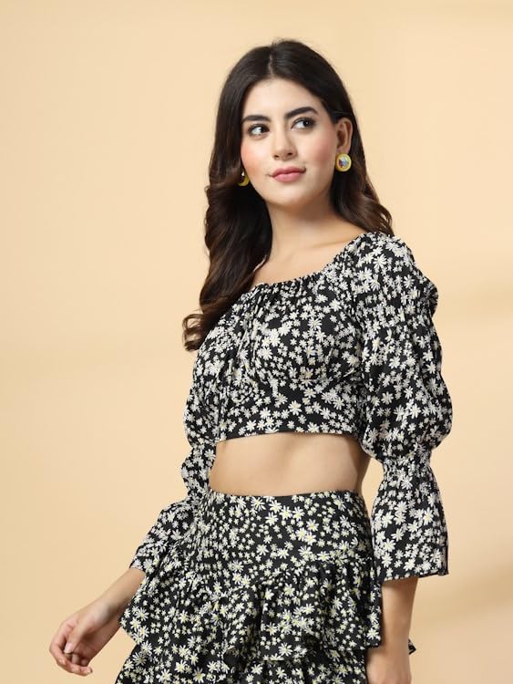 OOMPH! Full Sleeve Crop Top, Black, mt863