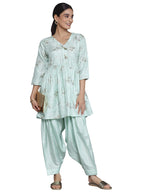 Libas Womens Printed Silk Blend A-Line Kurta With Salwar