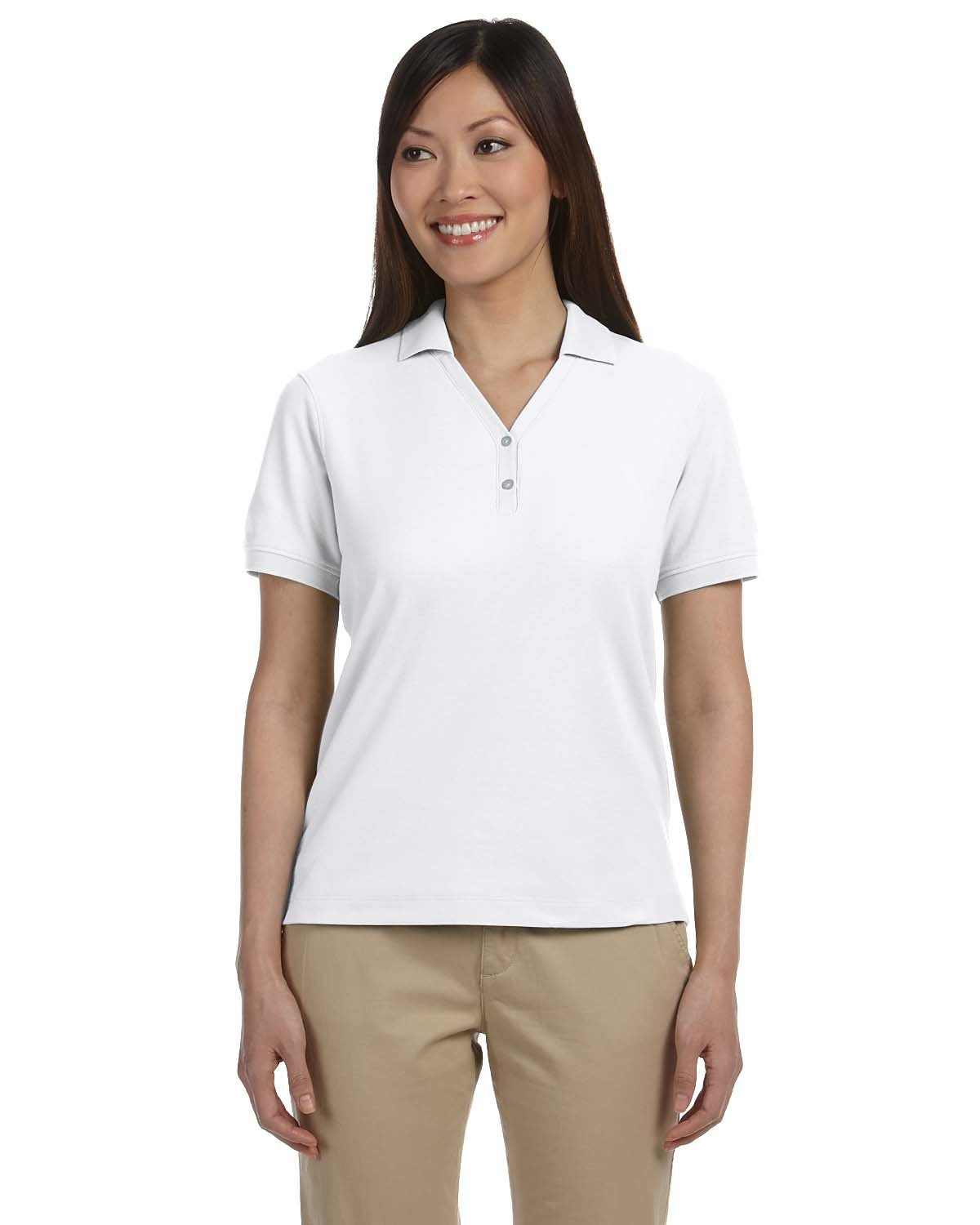 Ladies Pima Piqu Y-collar Polo - WHITE - XS(D0102H7Y7gX)