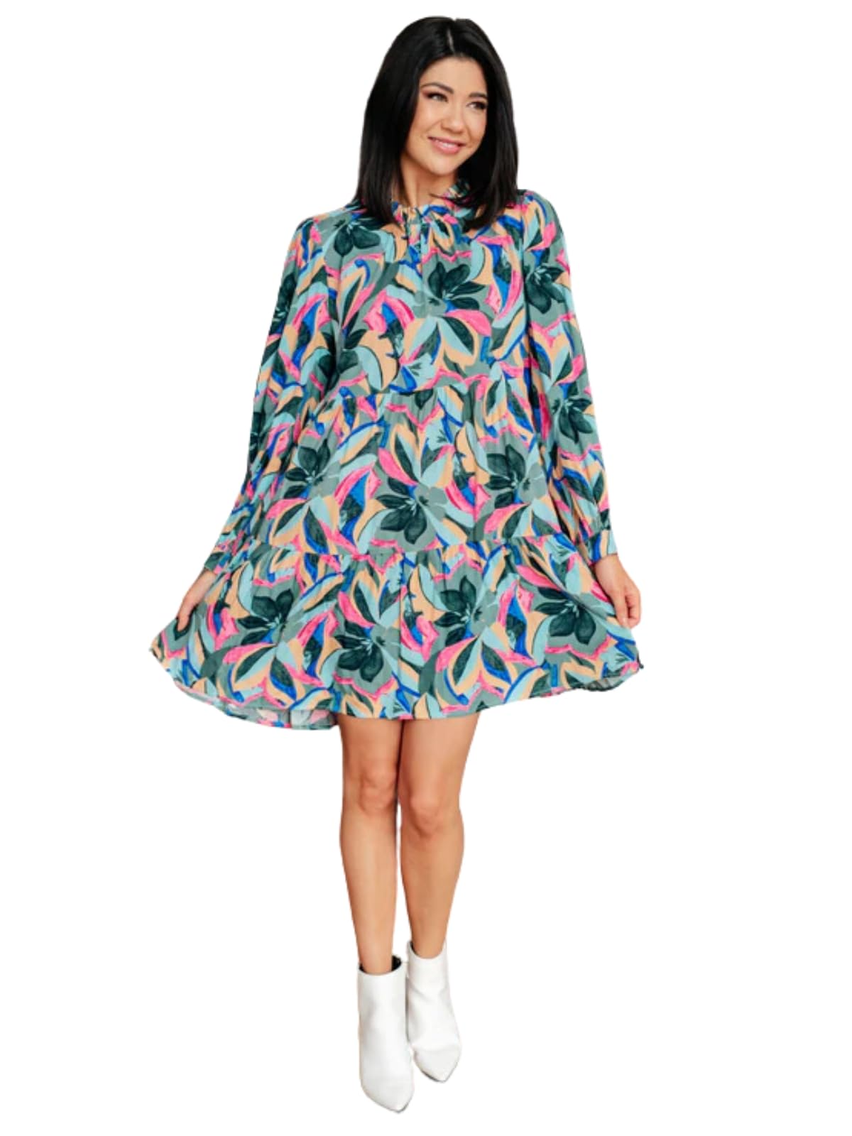 Dhruvi Trendz WomenS Rayon Fit And Flare Above The Knee Dress (Dt-Wd1165_Multicolor