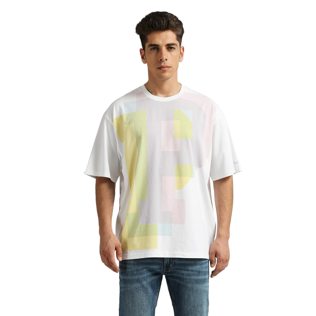 Pepe Jeans MenS Oversize Fit Graphic Printed T-Shirts White