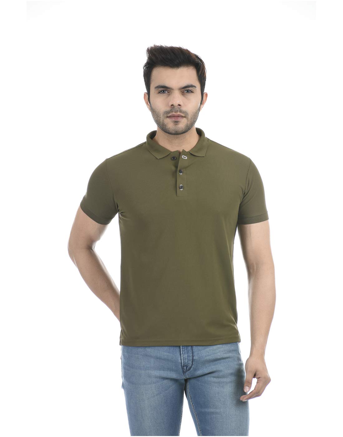Pepe Jeans MenS Solid Regular Fit Polo Shirt (Pm541522_Olive_M)