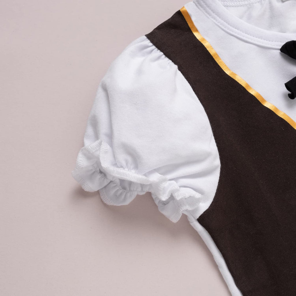 Auggle 3PC Toddler Baby Girl Outfits Halloween Costume Stripe Skirt Kid Pirate Short Sleeve with Hat (Red, 3T)