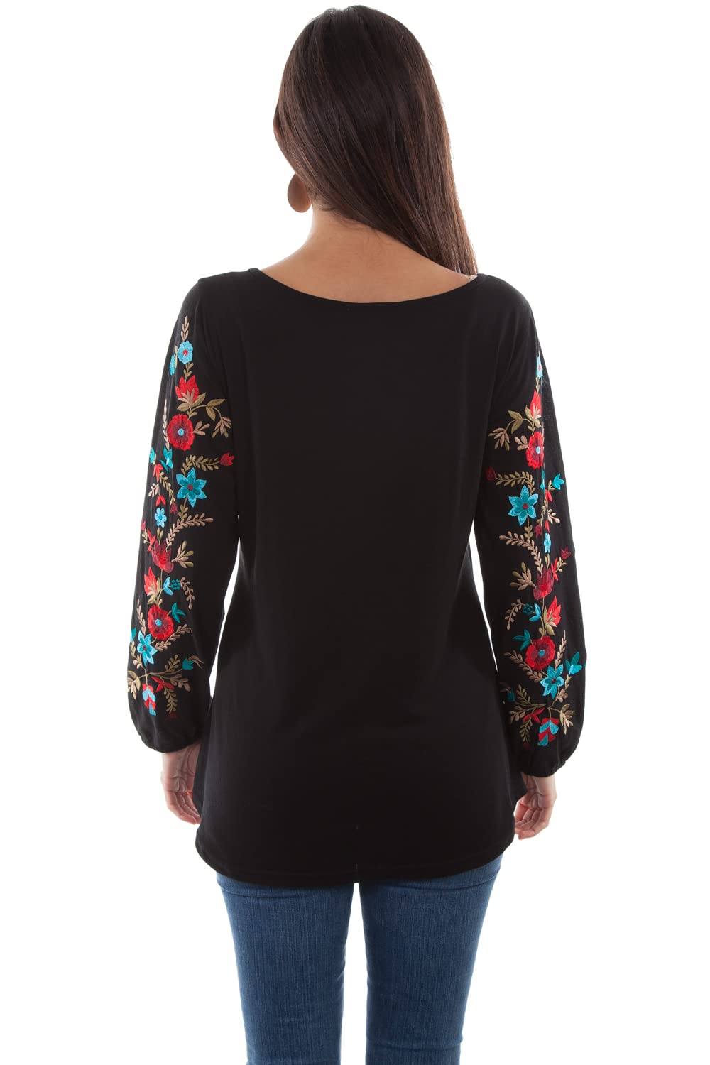 TUNIC W/FLORAL EMB SHIRT TAIL HEM