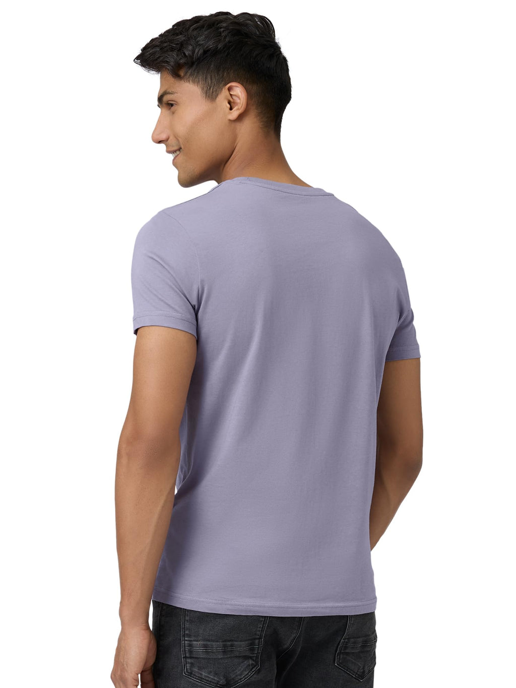 XYXX Mens Solid Regular Fit T-Shirt (XY_CR15_Tshirt_1_Grey Lilac