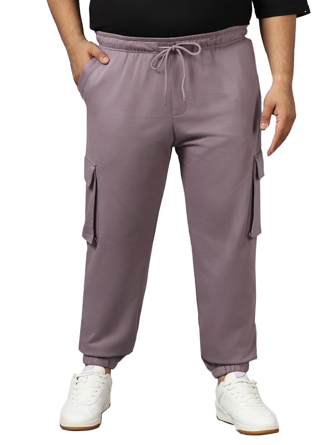 Bewakoof Air 1.0 Mens Solid Oversized Plus Size Cargo Joggers_604222_Purple_3XL