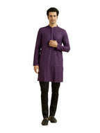 Manyavar Mens Viscose Embroidery|Sequins Work Kurta Set (Purple,XXL)