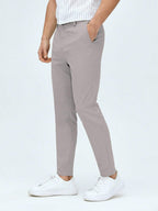 AVANOVA Mens Classic Dress Pants with Side Pockets | Solid Light Grey Tapered Suit Trousers, Business Formal Office Wear Regular
