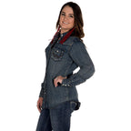 Wrangler womens Long Sleeve Western Snap Work Shirt Blouse, Denim, Large US