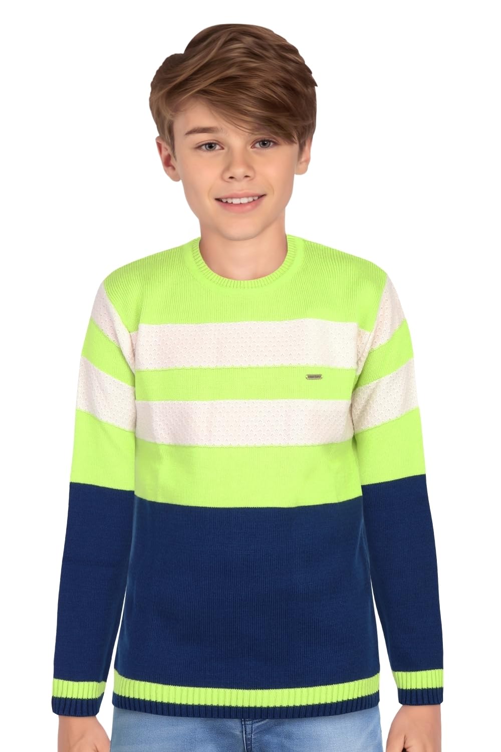 Allen Solly Boys Regular Fit Striped Full Sleeve Crew Neck Sweater
