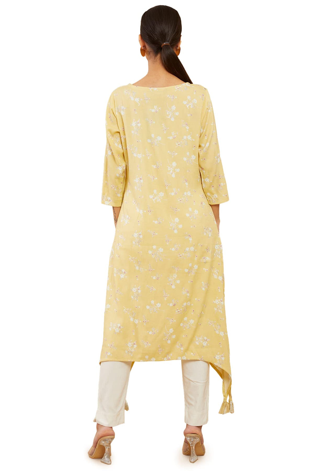 Soch Women Yellow Rayon Floral Kurta