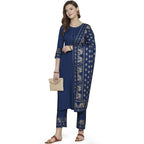 ANNI DESIGNER Women's Rayon Solid Kurta with Palazzo & Dupatta (Blue,2XL)