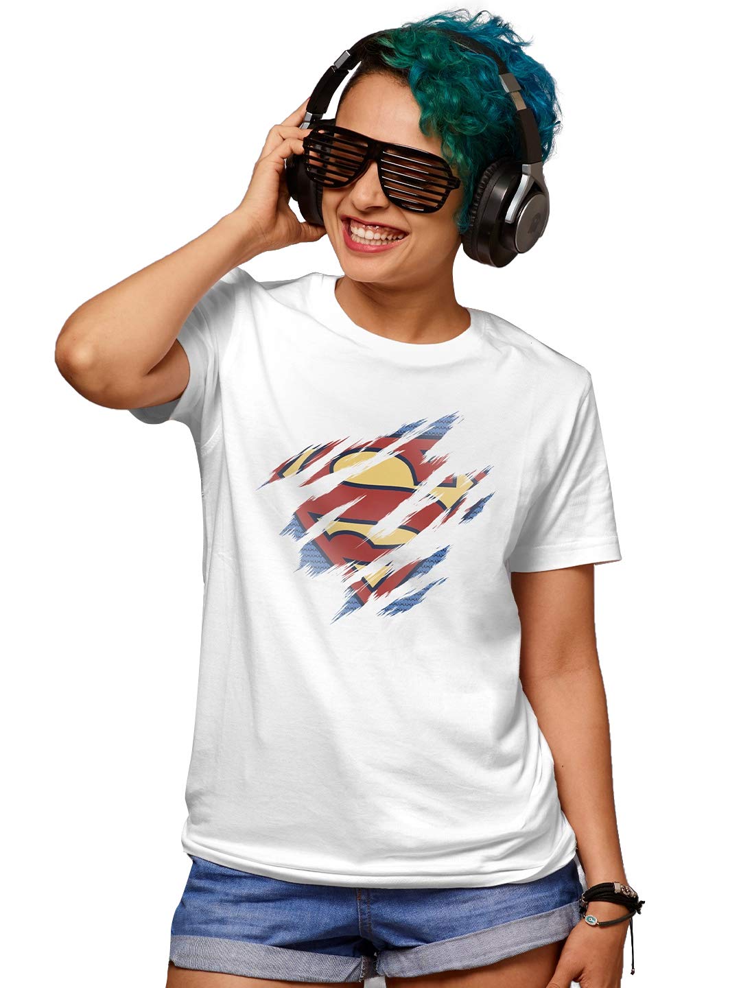 The Souled Store Superman: The Classic Symbol Mens and Womens Graphic Printed Cotton T-Shirt White T-Shirts Fashionable Trendy G