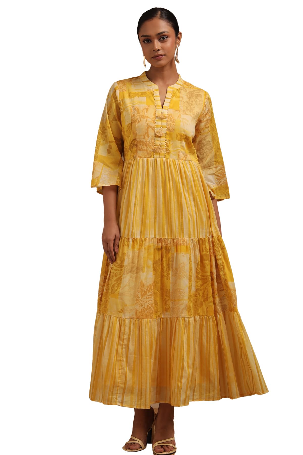Soch Women Pure Cotton Botanical Print Dress Beads