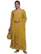 Libas Womens Solid Georgette Straight Kurta With Palazzos And Dupatta