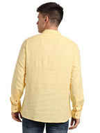 Turtle Men 100% Cotton Yellow Solid Slim Fit Casual Kurta Shirt