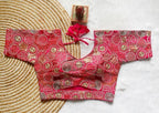 Pujia Mills Womens Blouse Readymade Blouse Embroidery Multi Coding Gold Thread Blouses Handwork Pink Color Readymade Saree Blou