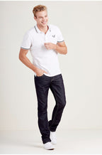 True Religion Men's Crafted with Pride Polo, White with Black Piping, XXL