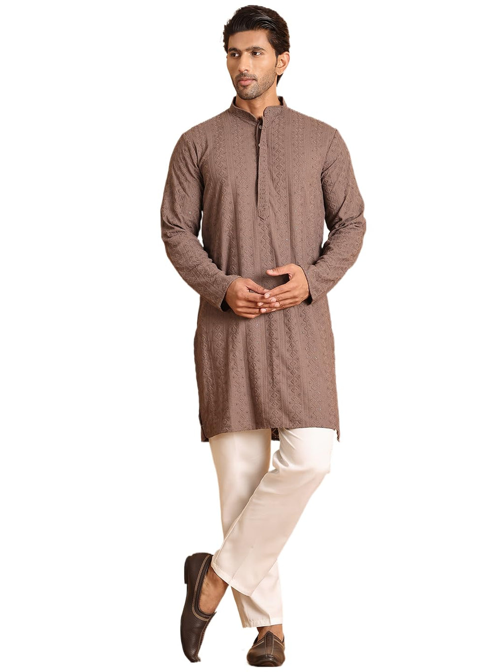 Jompers Mens Embroidered & Sequins Straight Kurta Set