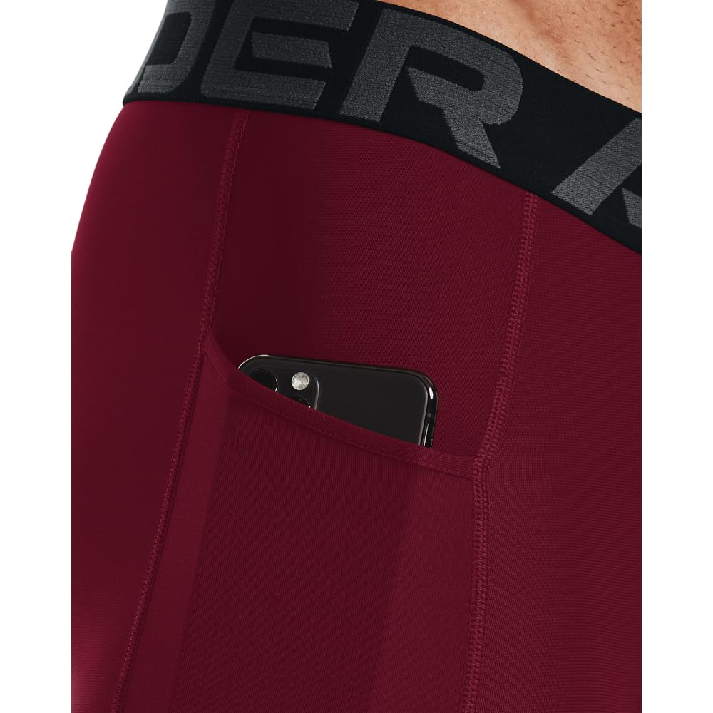 Under Armour Men's Armour HeatGear Compression Shorts, Cardinal (625)/White, Small