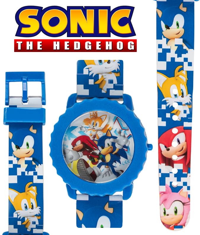 Sonic The Hedgehog Kids Digital Watch - Flashing LED Light-Up Display, Easy-to-Read Time, Adjustable Strap, and Sonic Character