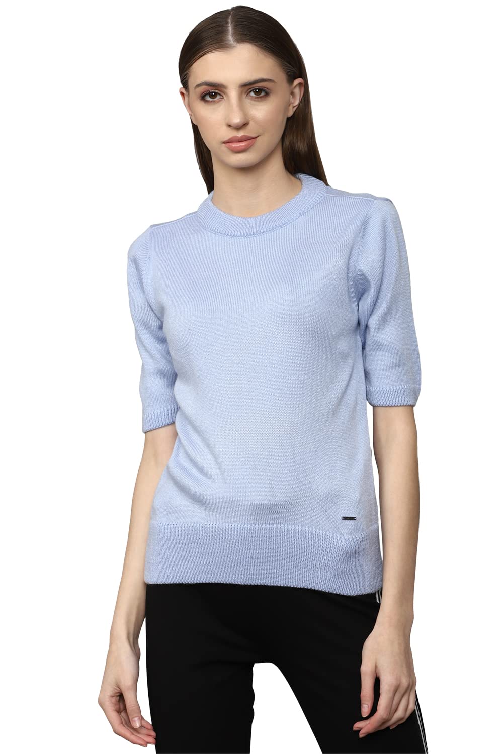 Allen Solly Women Regular Fit Solid Casual Round Neck Sweater