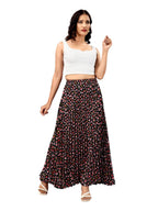 Kzully | Stylish And Beautiful Floral | Floral Pleated Maxi Skirts For Women | Long Skirts Elastic Waist Black-Rose