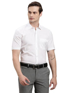 Turtle Men 100% Cotton Regular Fit White Solid Half Sleeve Formal Shirt