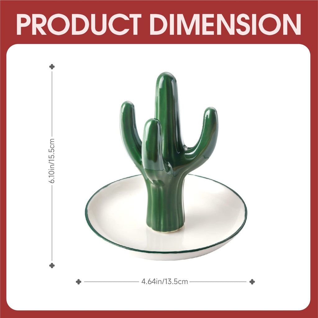 PUDDING CABIN Cactus Ring Holder for Jewelry Green Aesthetic Decor, Cactus Gifts for Women Mom Her Girls Friends Sister Birthday