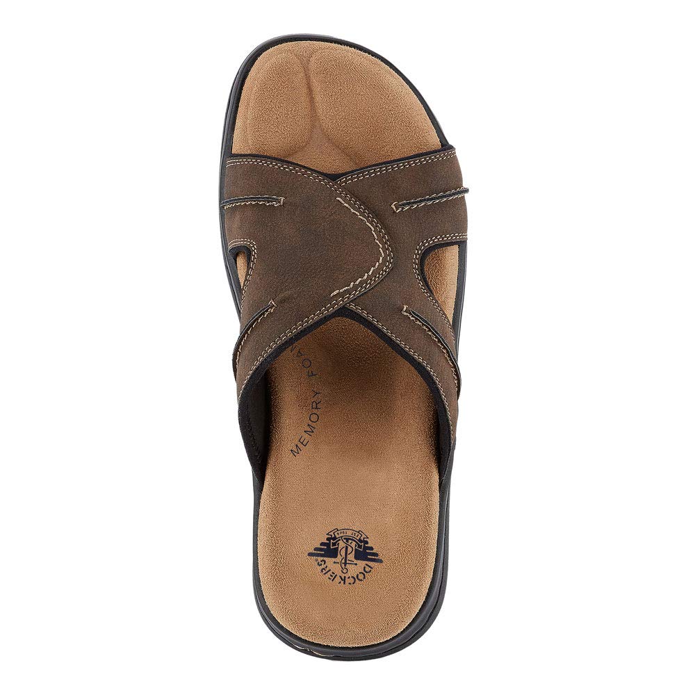 Dockers Mens Sunland Casual Slide Sandal Shoe, Dark Brown, 13 M