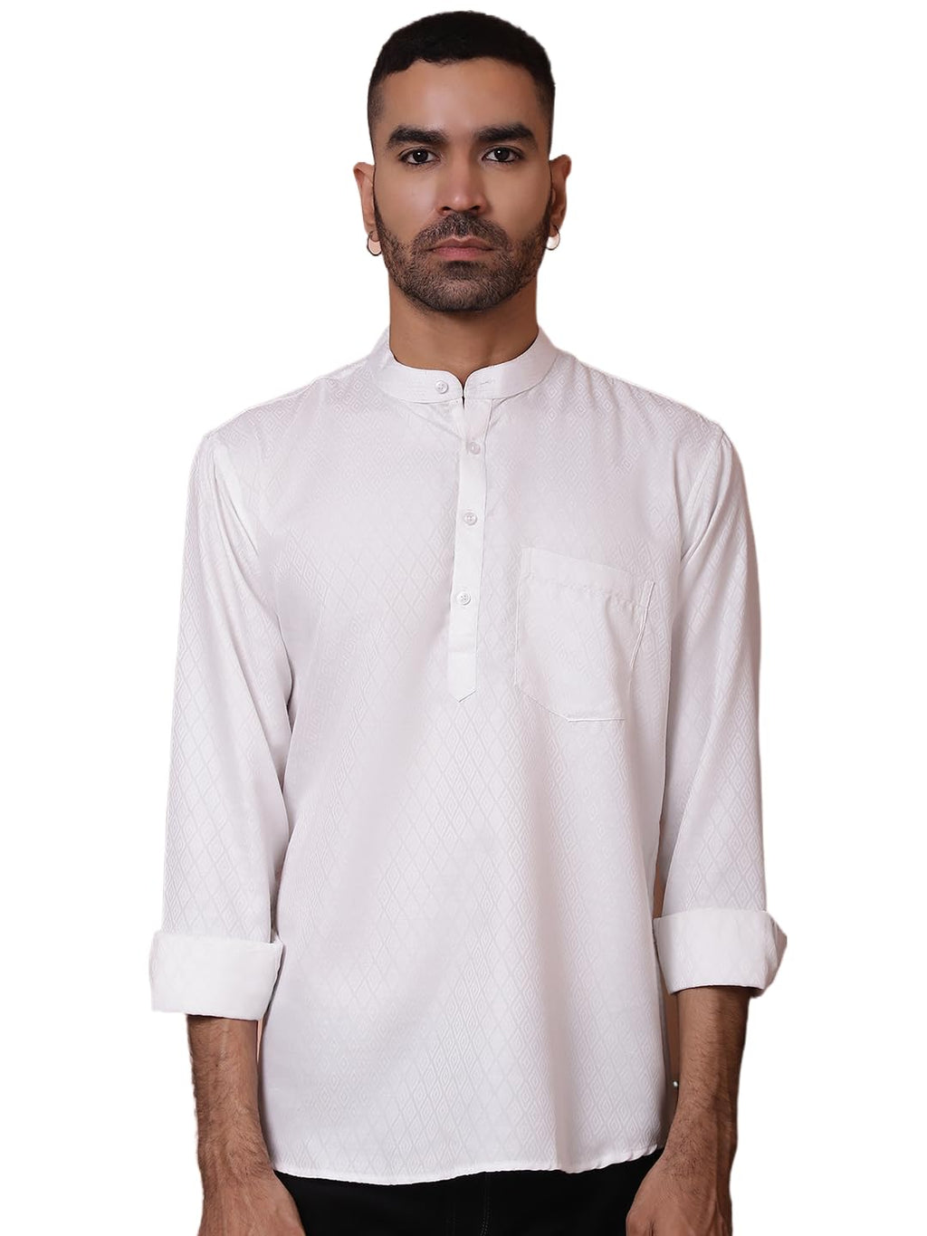 Jompers Mens Woven Design Short Kurta