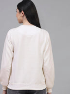 Kotty Women Full Sleeve Round Neck Sweatshirt Stone White