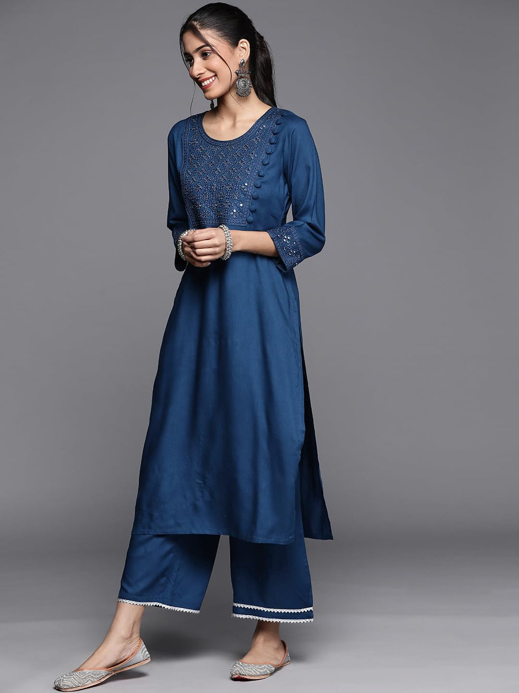 Libas WomenS Rayon Kurta Sets (20425_Blue