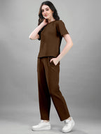 Selvia Co-Ords Set For Women|Lycra Top & Trouser Set|Casual Co-Ords Set For Women|Solid Two Piece Co-Ord Set|Sports Wear Co-Ords