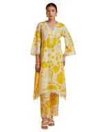 LookMark Womens Printed Cotton Blend Straight Kurta Pant Set with Lace - Comfortable Ethnic Wear for Women, Elegant Design, Sui