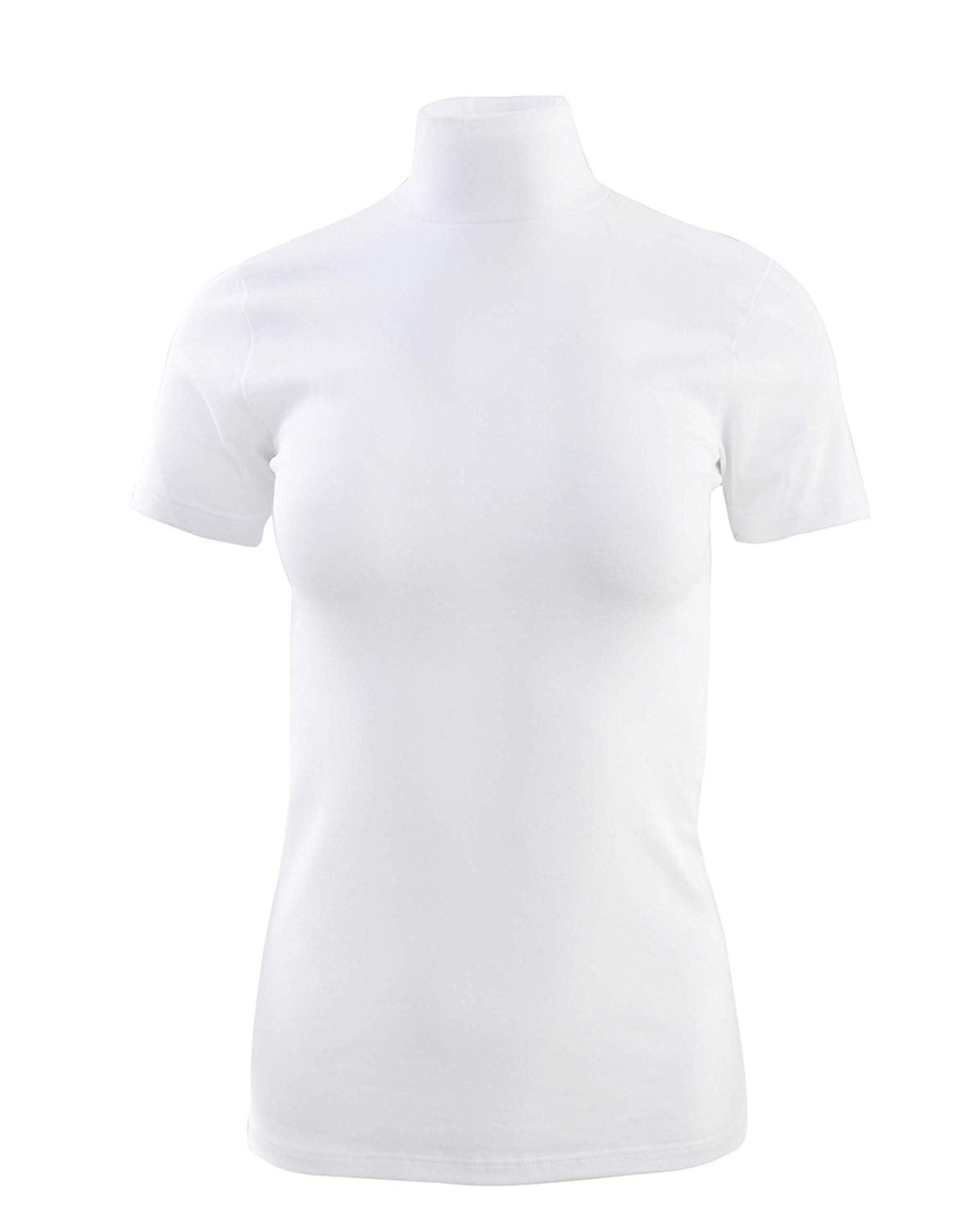 BASIC COTTON Free Spirit Premium Quality Cotton Women's Turtleneck Short Sleeve Shirt Made in Italy (676)