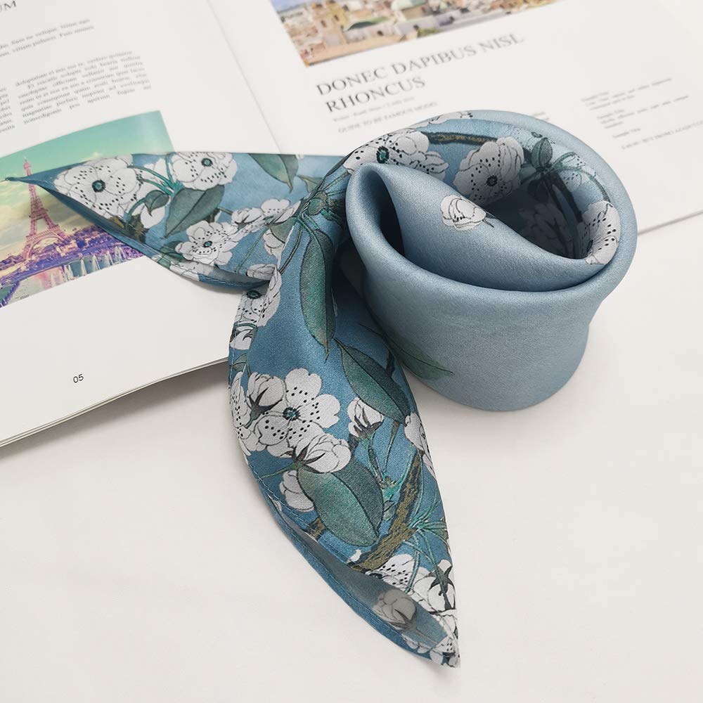 FONYVE 100% Mulberry Silk Scarfs for Women - Lightweight Square Satin Head Scarf - Small Silk Hair Scarf for Sleeping 21 x 21