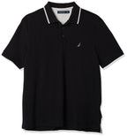 Nautica Men's Classic Fit Short Sleeve Dual Tipped Collar Polo Shirt, True black, 3X-Large
