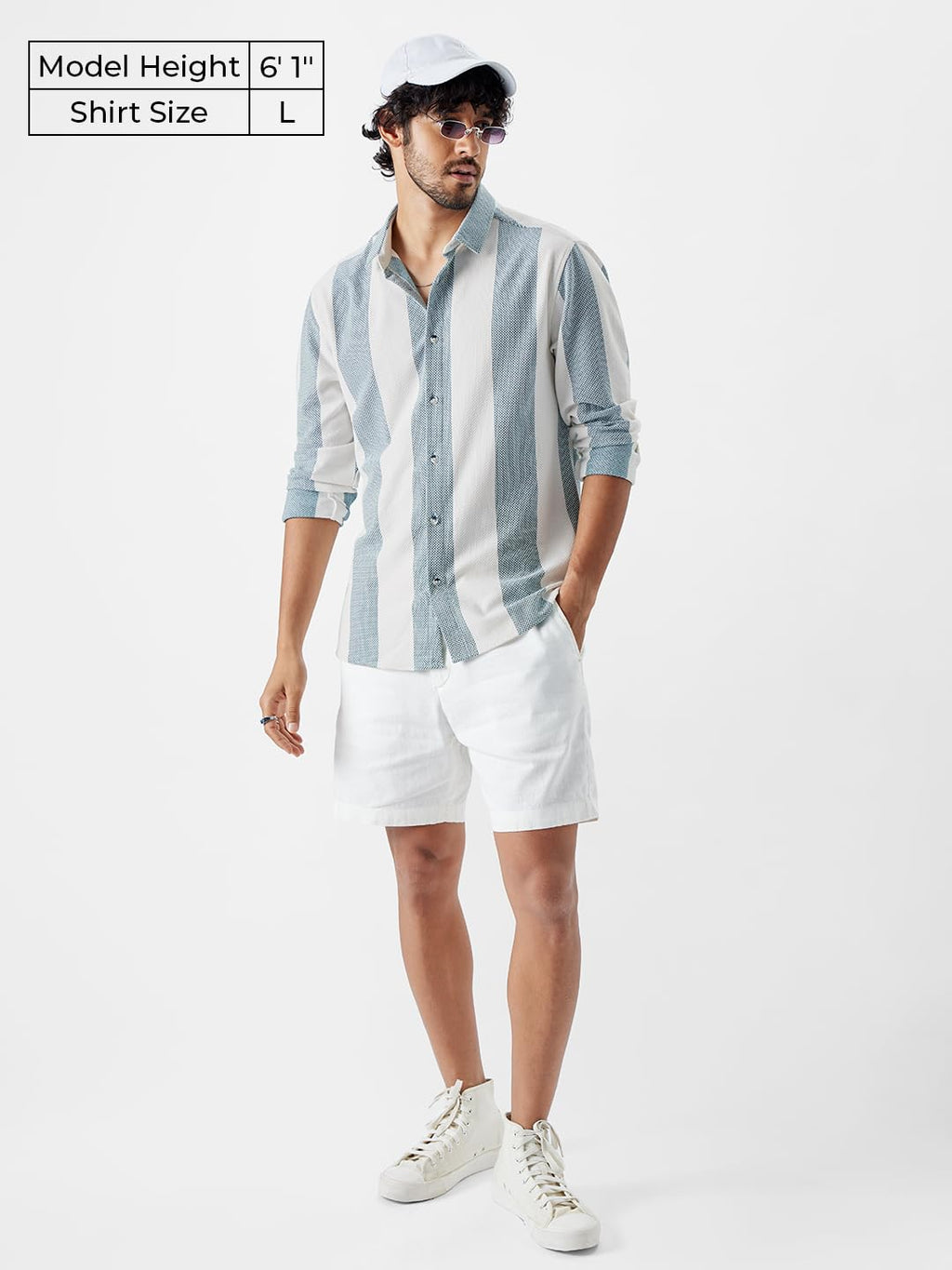 The Souled Store Stripes: Arctic White Long Sleeves Collared Neck Button Front Cotton Blend Regular Fit Easy to Style Officewear