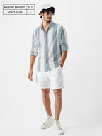 The Souled Store Stripes: Arctic White Long Sleeves Collared Neck Button Front Cotton Blend Regular Fit Easy to Style Officewear