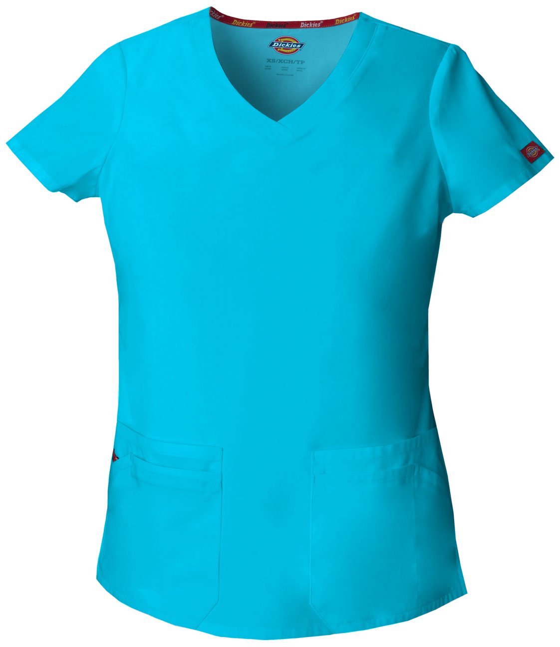 Dickies Women's EDS Signature V-Neck Top with Multiple Patch Pockets, Turquoise, X-Large