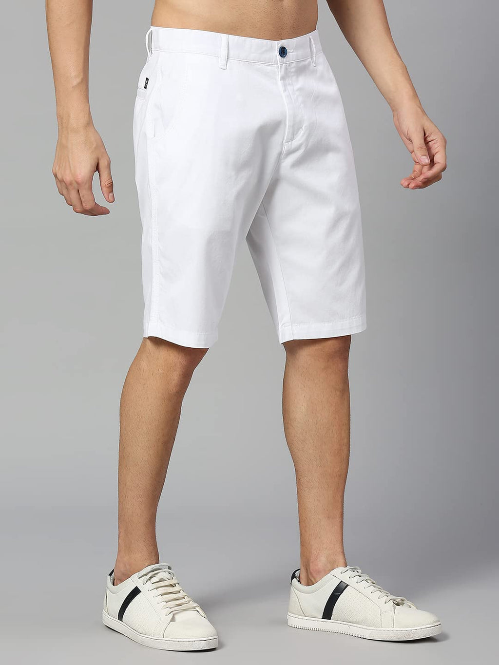 Thomas Scott Mens | 100% Cotton | Solid | Above Knee | Button Closure | Chino | Casual Shorts for Men White