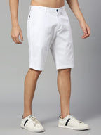 Thomas Scott Mens | 100% Cotton | Solid | Above Knee | Button Closure | Chino | Casual Shorts for Men White