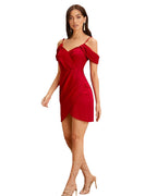 ADDYVERO V-Neck Sleeveless Cotton Blend Solid Bodycon Knee-Length Women Dress