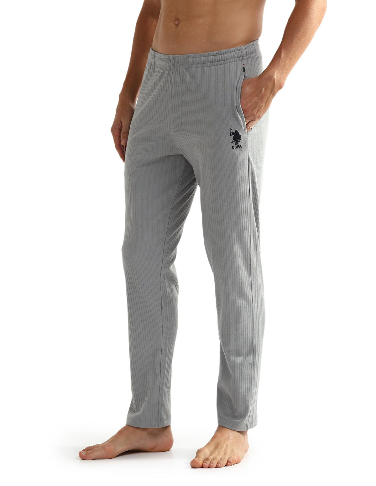 U.S. Polo Assn. Mens All Over Stripe Oelp4 Lounge Track Pants  Pack Of 1 (Ghost Grey M)